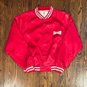 Vintage 80s Budweiser Snap Button Satin Coaches Jacket